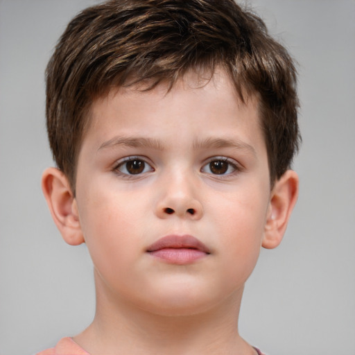 Neutral white child male with short  brown hair and brown eyes