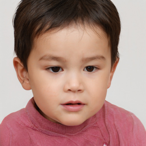 Neutral white child male with short  brown hair and brown eyes