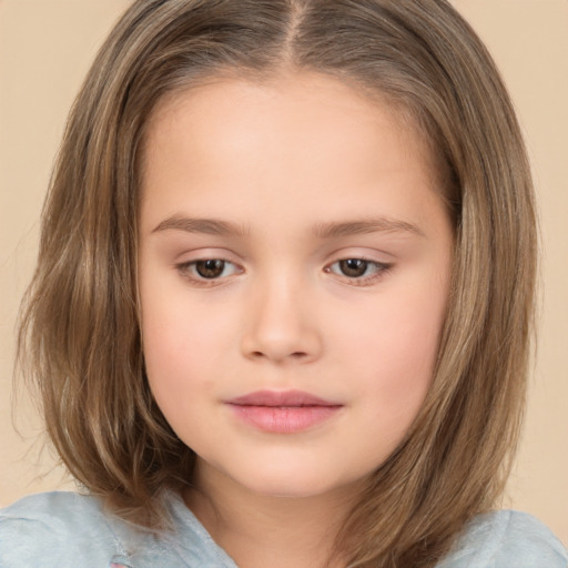 Neutral white child female with medium  brown hair and brown eyes