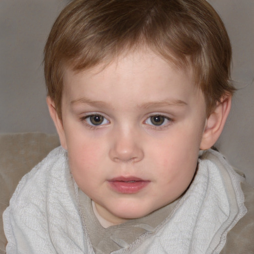 Neutral white child female with short  brown hair and blue eyes