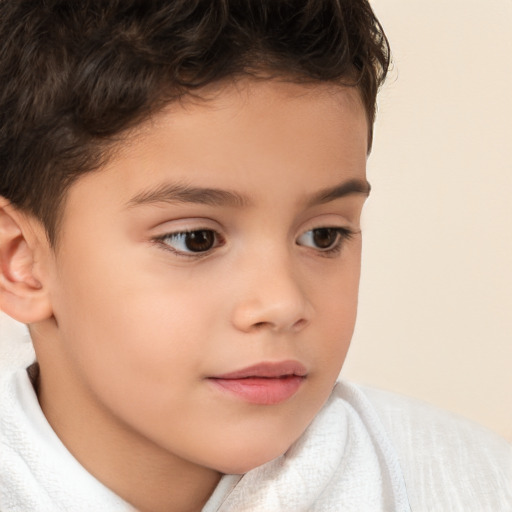 Neutral white child male with short  brown hair and brown eyes