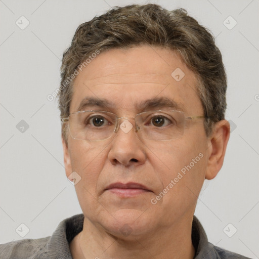 Neutral white adult male with short  brown hair and brown eyes