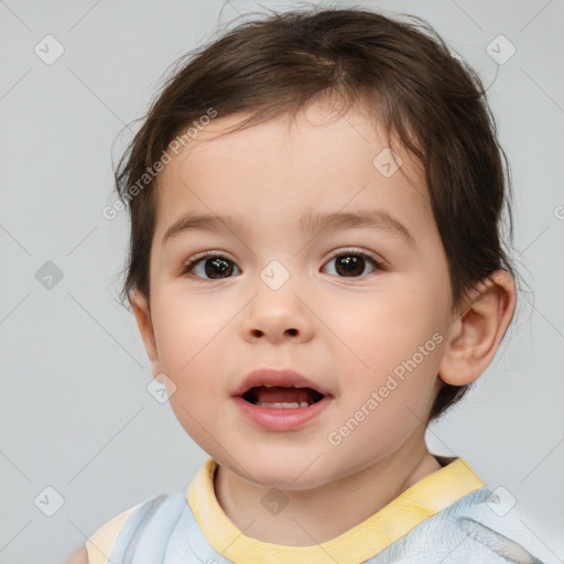 Neutral white child female with medium  brown hair and brown eyes