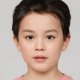 Neutral white child female with short  brown hair and brown eyes