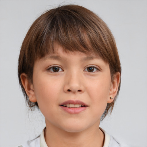 Neutral white child female with medium  brown hair and brown eyes