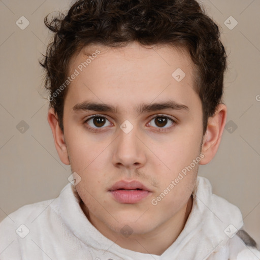 Neutral white child male with short  brown hair and brown eyes