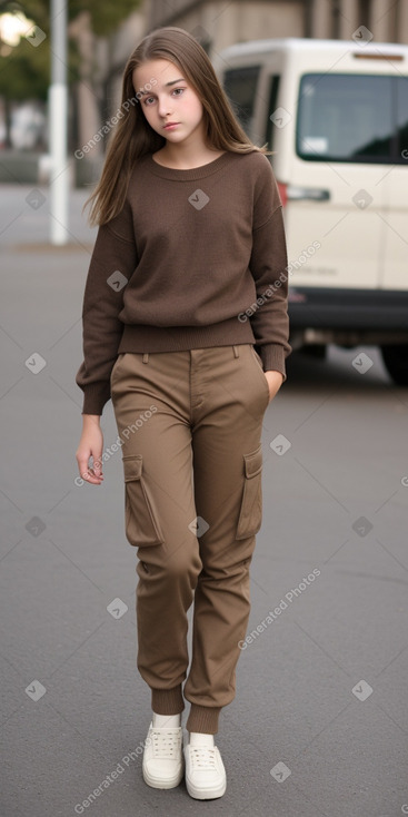 French teenager girl with  brown hair