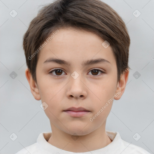 Neutral white child female with short  brown hair and brown eyes