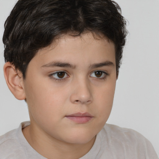 Neutral white child male with short  brown hair and brown eyes