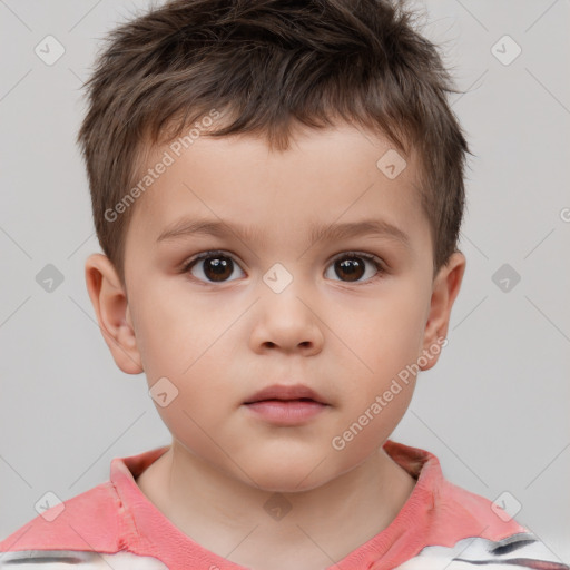 Neutral white child male with short  brown hair and brown eyes