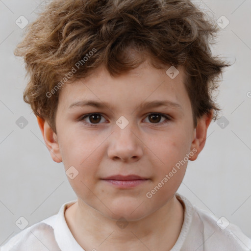 Neutral white child male with short  brown hair and brown eyes