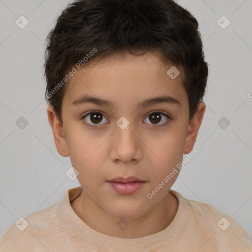 Neutral white child female with short  brown hair and brown eyes