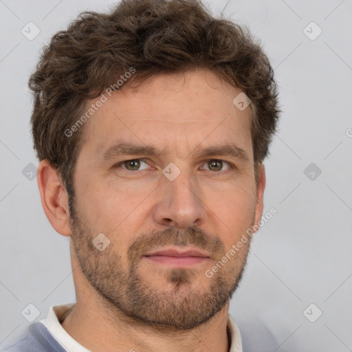 Neutral white adult male with short  brown hair and brown eyes