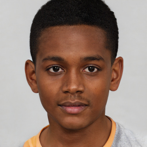 Neutral latino child male with short  black hair and brown eyes