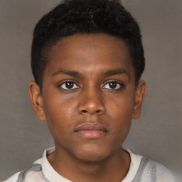 Neutral black young-adult male with short  brown hair and brown eyes