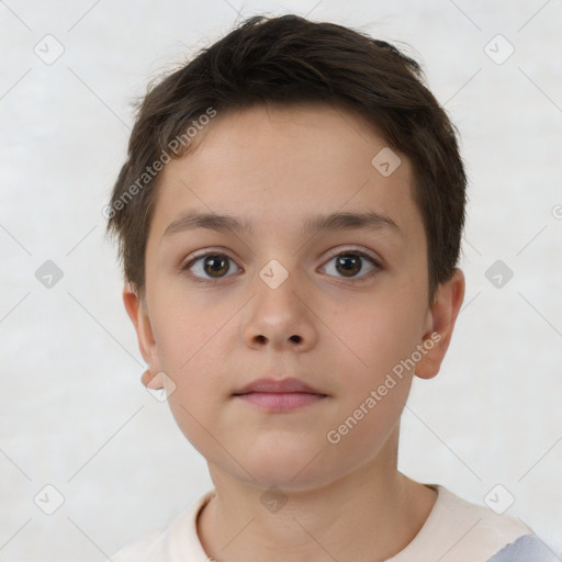 Neutral white child female with short  brown hair and brown eyes