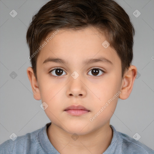 Neutral white child male with short  brown hair and brown eyes