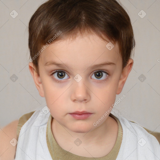 Neutral white child male with short  brown hair and brown eyes