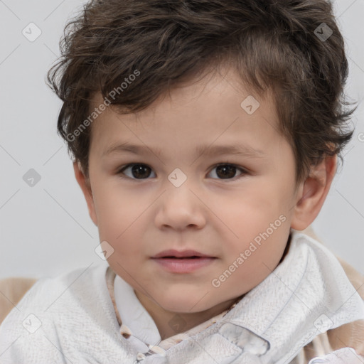 Neutral white child male with short  brown hair and brown eyes