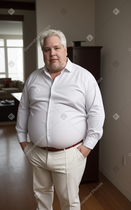 Canadian middle-aged male with  white hair