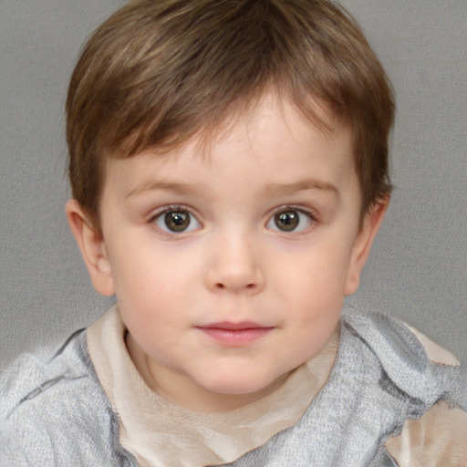 Neutral white child male with short  brown hair and brown eyes