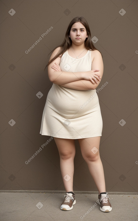 Uruguayan young adult female with  brown hair