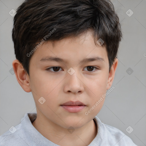 Neutral white child male with short  brown hair and brown eyes