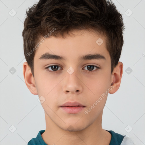 Neutral white child male with short  brown hair and brown eyes