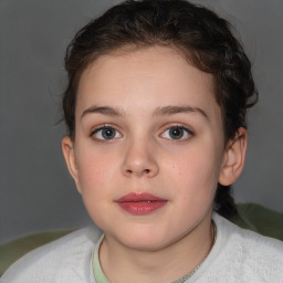 Neutral white child female with short  brown hair and brown eyes