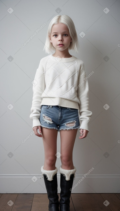 French child girl with  white hair