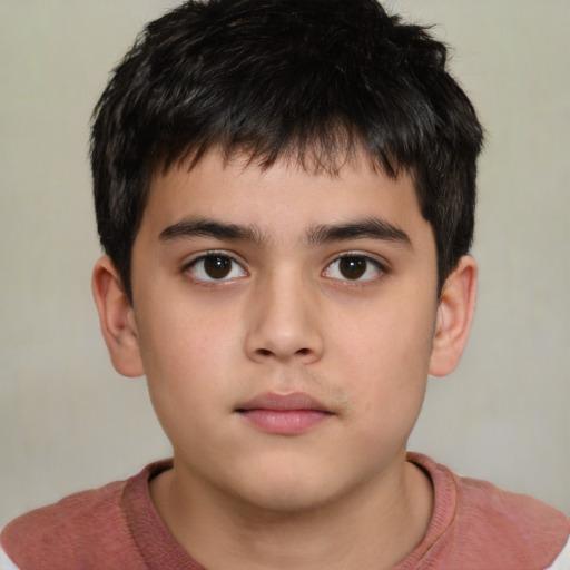 Neutral white child male with short  brown hair and brown eyes