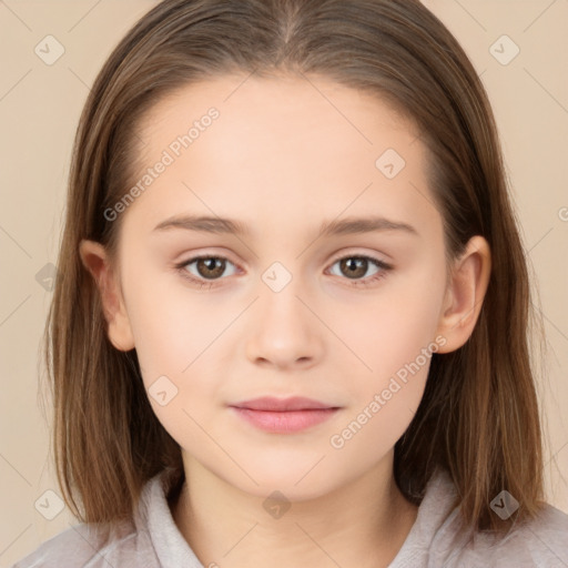 Neutral white child female with medium  brown hair and brown eyes