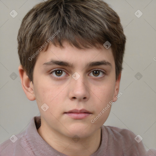 Neutral white young-adult male with short  brown hair and grey eyes