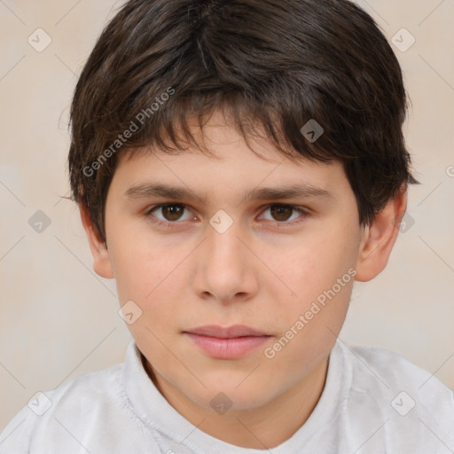 Neutral white child male with short  brown hair and brown eyes