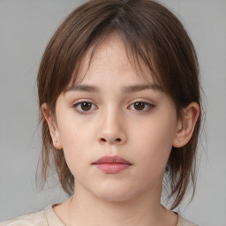 Neutral white child female with medium  brown hair and brown eyes