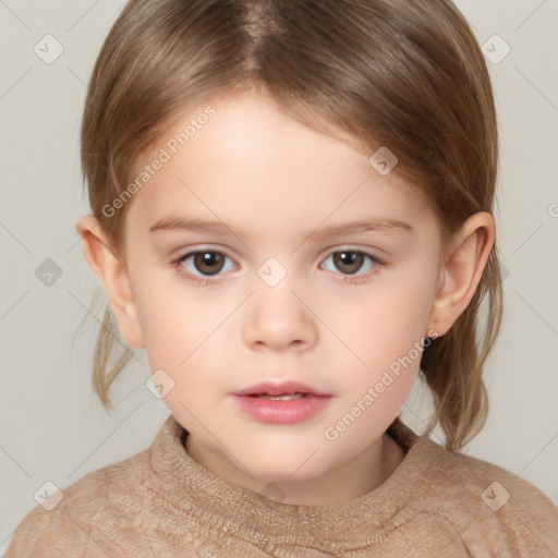 Neutral white child female with short  brown hair and brown eyes