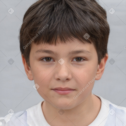 Neutral white child male with short  brown hair and brown eyes