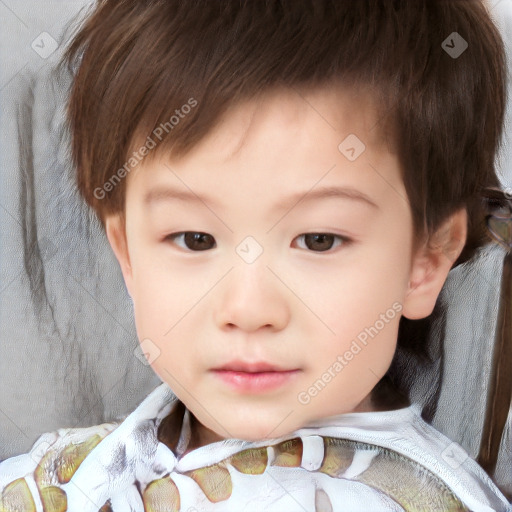 Neutral white child male with short  brown hair and brown eyes