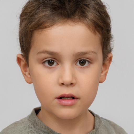 Neutral white child male with short  brown hair and brown eyes