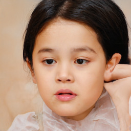 Neutral white child female with medium  brown hair and brown eyes