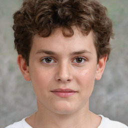 Neutral white child male with short  brown hair and brown eyes