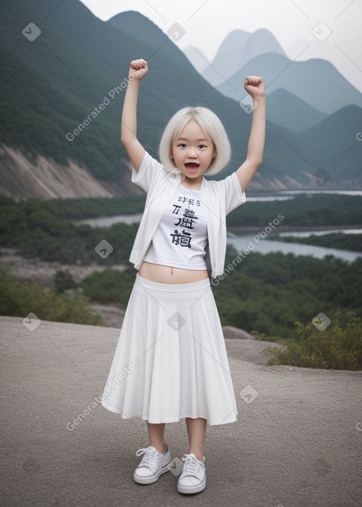 Taiwanese infant girl with  white hair