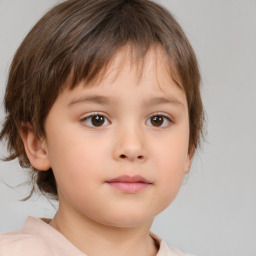 Neutral white child female with short  brown hair and brown eyes