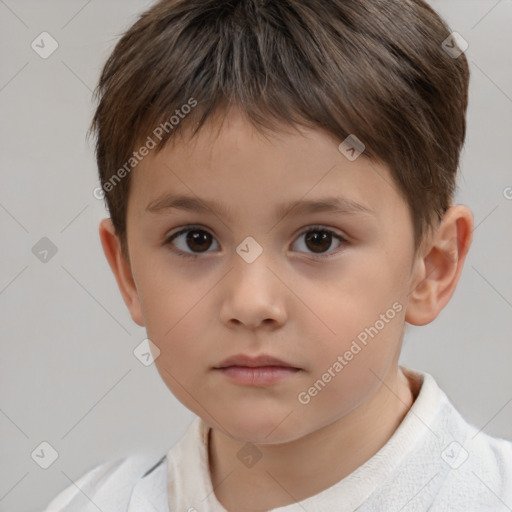 Neutral white child male with short  brown hair and brown eyes