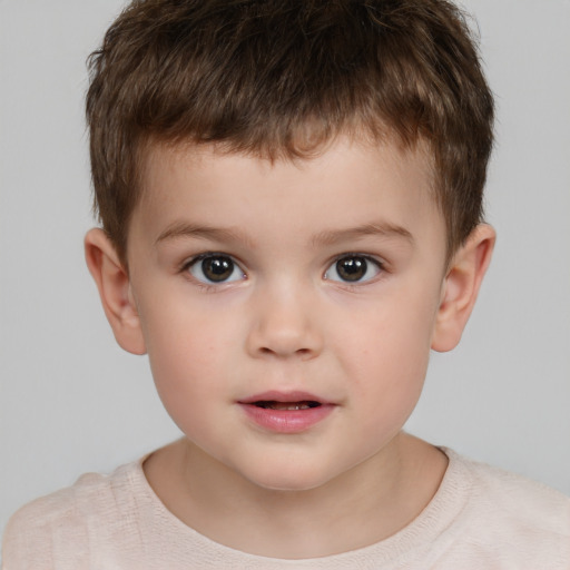 Neutral white child male with short  brown hair and brown eyes