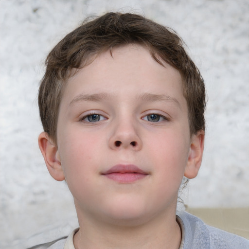 Neutral white child male with short  brown hair and brown eyes