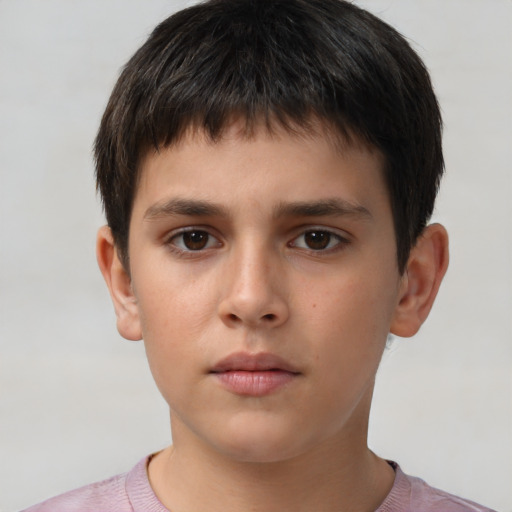 Neutral white child male with short  brown hair and brown eyes