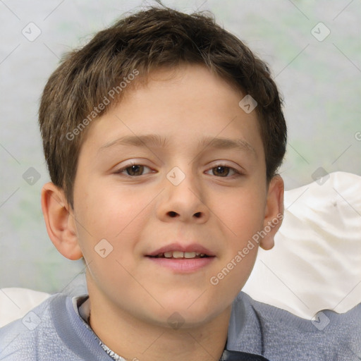 Neutral white child male with short  brown hair and brown eyes