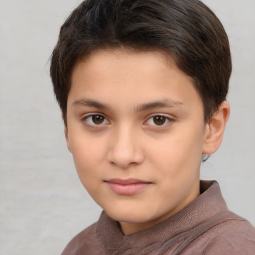 Neutral white child female with short  brown hair and brown eyes