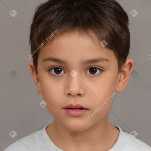 Neutral white child male with short  brown hair and brown eyes